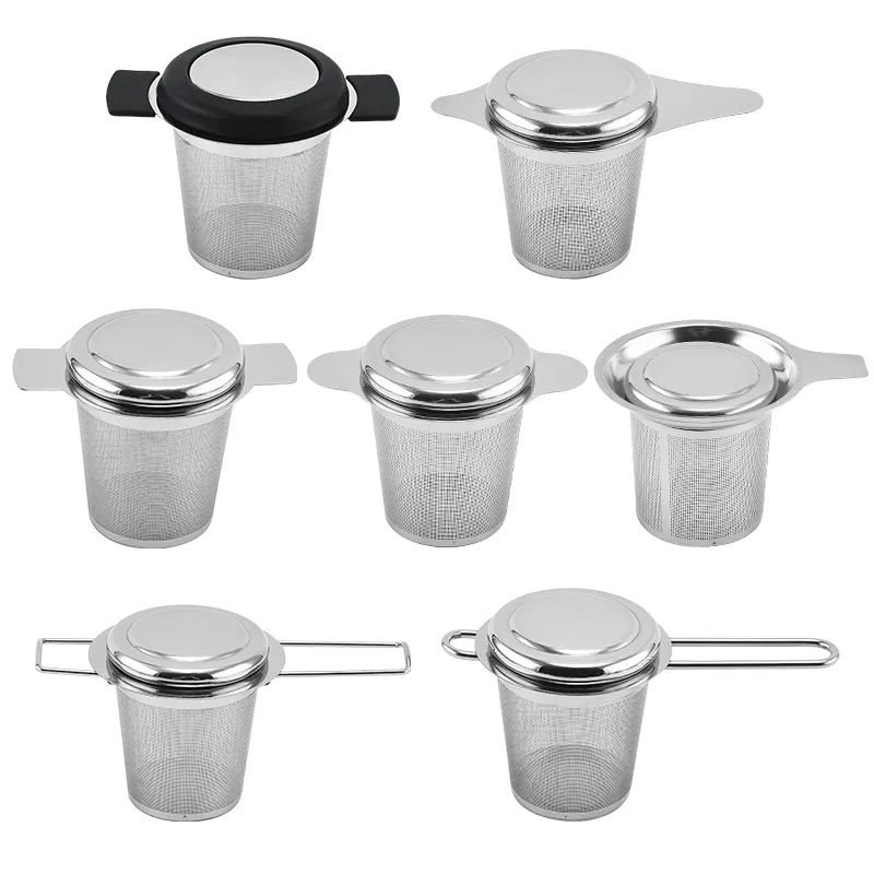 ढक्कन के साथ 304 स्टेनलेस स्टील चाय Infuser चाय Strainers फिल्टर और संभालती