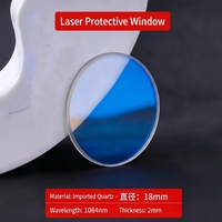 Lensa Pelindung Laser 182mm 1064nm Lapisan AR Ganda Biru Kuarsa Anti-Cipratan Ambang Batas Kerusakan Tinggi Laser Serat Genggam