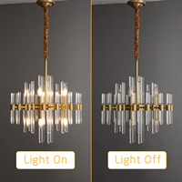 Vente en gros de chandelier moderne et simple en verre avec branches d'or chandelier américain créatif à 8 lumières pour le salon et la chambre à coucher