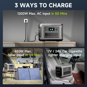 Générateur solaire portable pour voiture R1500LITEP 1800W/1152Wh LiFePO4 à onde sinusoïdale pure, MPPT, démarreur de batterie externe, lampe de poche - Product Image 4