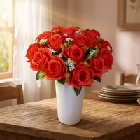 Künstlicher Seidenrosen-Brautstrauß Handgehaltenes Blumenarrangement 18 Europäische Rosen Hochzeits-Schlafzimmer-Deko Wiederverwendbar Recycelbar