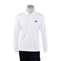 Polo à manches longues pour homme, couleur blanche, broderie personnalisée, fabrication OEM ODM
