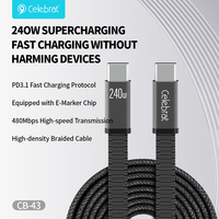 Cable de Datos PD al por Mayor, 2M 240W PD 3.1 USB C a C, Carcasa de Aluminio, Cable Trenzado, 480Mbps, E-Marker, Cargador Rápido CB-43