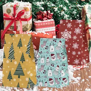 크리스마스 종이 선물 가방 만화 사탕 사과 가방 크리 에이 티브 디자인 선물 두꺼운 플랫 엔드 종이 가방