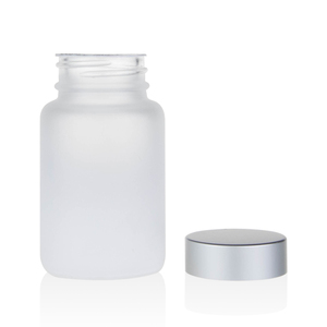 Botol kapsul kosong label cetak Logo kustom tutup toples pil kaca bundar buram bening untuk krim kosmetik perawatan kulit - Product Image 3