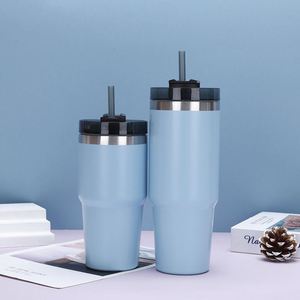 Mug de voyage isotherme 20oz 30oz pour voiture, double paroi sous vide avec couvercle, paille et base antidérapante, chaud et froid - Product Image 3