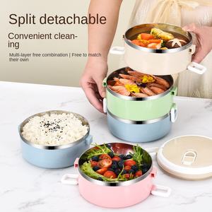 Marmita Portátil de Aço Inoxidável 304 Isolada com Compartimentos em Múltiplas Camadas e Vedação Estilo Japonês para Estudantes e Funcionários de Escritório - Product Image 2