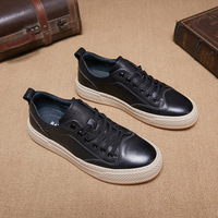 Chaussures décontractées basses pour hommes en cuir pleine fleur kaki, style rétro, à lacets, avec semelle en caoutchouc à grille absorbant les chocs, pour le quotidien et le bureau