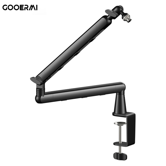 Gooermi LX-1 Metal Microphone Stand Low Profile 360° Swivel Arm with Adjustable and Detachable Rise Column