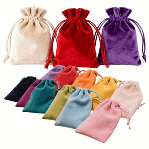 Pochette en velours 7x9cm pour bijoux, vente en gros, personnalisée, petit sac cadeau à cordon pour bagues, colliers, boucles d'oreilles - Product Image 4