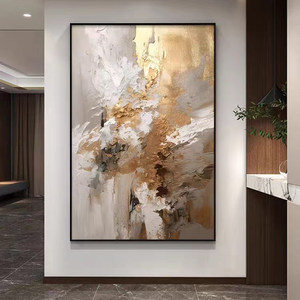 Grande Peinture Murale Acrylique sur Toile, Nature Morte Dorée Faite à la Main, Décoration Vibrante, Cadeau de Pendaison de Crémaillère, <span class=keywords><strong>Art</strong></span> Mural - Product Image 5