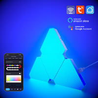 Panneaux lumineux triangulaires WiFi RGBIC Tuya, lampes murales LED intelligentes, synchronisation musicale via application, commande vocale pour salle de jeux, chambre à coucher, décoration de fête