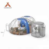 Dôme de glamping géodésique en polycarbonate PC Kawagebo Kamp (KK) 6m + 4m + 2.5m avec salon intégré