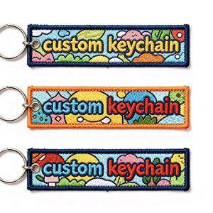 Llaveros de Acero Inoxidable al por Mayor, Ajustables, con Logotipo Personalizado Bordado, con Tela de Poliéster, Colores Personalizados - Etiquetas y Anillos para Llaves - Product Image 2