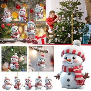 2D Arts et Artisanat Bonhomme de Neige Acrylique Décorations de Noël pour la Maison Voiture Arbre de Noël Ornements Suspendus <span class=keywords><strong>Noel</strong></span> Natale Navidad - Product Image 3