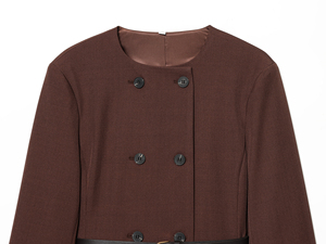 <span class=keywords><strong>Abito</strong></span> Mini Casual da Donna a Doppio Petto con Cintura, Maniche Lunghe e Collo Tondo, Colore <span class=keywords><strong>Marrone</strong></span> - Product Image 3