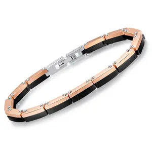 Minimalist Variety Italian 316L Jewelry PVD 18k Gold Black Plated 2 Tones Stainless Steel Bracelet