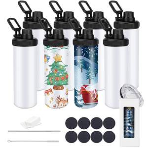 Lot de 50 gourdes de sport à sublimation de 20 oz – Tumbler isotherme en acier inoxydable blanc avec couvercle à rabat à large ouverture et paille - Product Image 1
