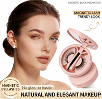 Applicateur de faux cils magnétiques 3D réutilisables faits à la main, format voyage, sans colle, courbure CC, aspect naturel, lot de 2, légers