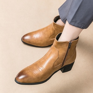 Botas Western Marrons para Homens, Botas Chelsea de Couro, Botas de Negócios com Zíper para Homens - Product Image 5