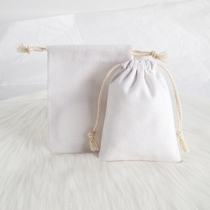 Cotton <b>Drawstring</b> Bags White Rectangular Jewelry Packaging 7x9cm 8x10cm 9x12cm 10x15cm 12x16cm 13x18cm 15x20cm Storage <b>Pouches</b> - Product Image 2