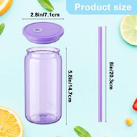 Gobelet en plastique portable durable de 16 oz avec logo personnalisé, paille, couvercle à joint dégradé, pour transfert thermique DIY, type Mason, pour boissons froides et café