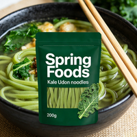 Vegetarian Healthy Low Sodium Vegan Durum Wheat Udon Noodles with Kale Powder Cooked Instant