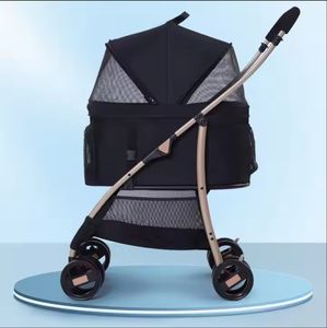 Sıcak satış evcil hayvan arabası arabası lüks 4 tekerlekler kediler sepeti tasarımcı köpek pet fincan tutucu arabası ile pram köpekler ve kediler için - Product Image 6
