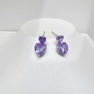 Prix usine, vente en gros : boucles d'oreilles pendantes coréennes en argent sterling 925, et boucles d'oreilles clous tendance en zircon cœur pierre taille rose 2026 - Product Image 1