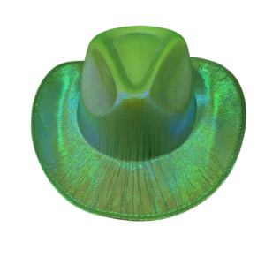 Sombrero Vaquero Holográfico Iridiscente Personalizable con Imagen Metálica Disco para Viajes, Fiestas, Festivales de Música, Halloween y Eventos de Cosplay - Product Image 6