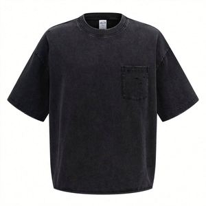 2026 New Arrival Men's Summer Retro Washed Cotton T-shirt Breathable Loose Fit Shirt with Pocket Design - Product Image 6