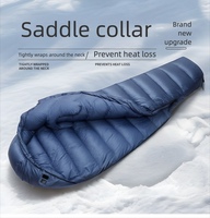 Sac de couchage double en duvet de canard pour adulte, sac de couchage d'urgence gonflable, sac de couchage de camping imperméable pour l'hiver -20°C