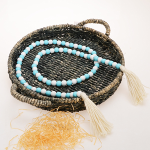 Cuentas de madera blanca azul de 150cm, decoración rústica Bohemia para el hogar - Product Image 4