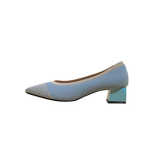Nouvelle conception, escarpins tissés d'été pour femmes, bout pointu, talons blocs, tendance mode pieds nus, chaussures confortables en tricot - Product Image 6