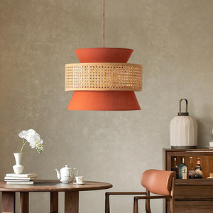 Rattan Woven Chandelier E27 Round Pendant <b>Light</b> For <b>Dining</b> Room Nordic Style Lighting Fixture - Product Image 2