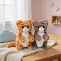 Boneka Kucing Pendek Berbulu Lembut Lucu dan Menyerupai Asli, Warna Oranye Tabby, Dekorasi Meja, Hadiah Ulang Tahun dengan Isian Kapas PP