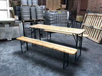 Ensemble de table à bière en bois massif, 3 pieds, table et banc pour le plein air