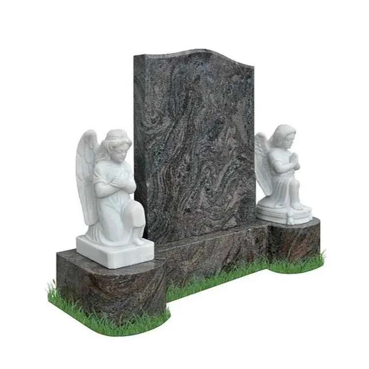 Granito nero monumento stile su misura pietra di marmo naturale angolo di pietra scultura pietra tombale/angelo lapidi