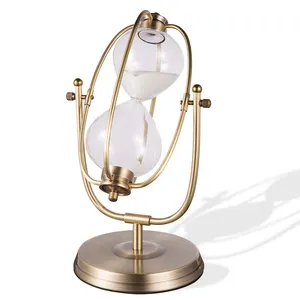 Luxury Decorative Vintage metal hourglass sand timer retro design metal hourglass 30 minute antique timing hourglass sand clock