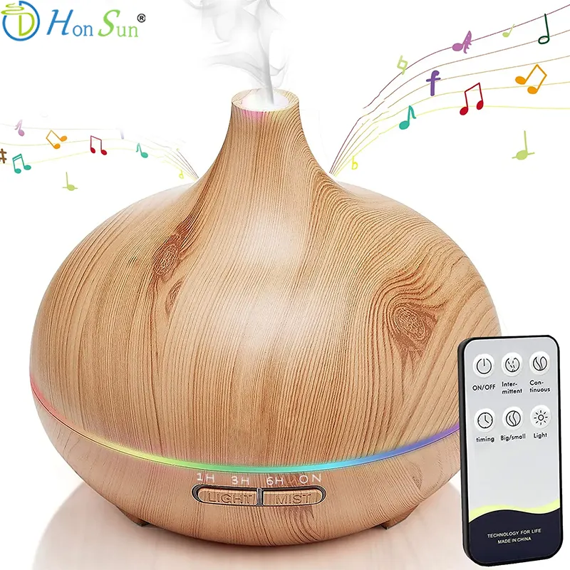 Diffuseur d'huile essentielle 500ml, humidificateur d'huile aromatique ultrasonique avec minuterie et fermeture automatique et sécurité