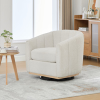 Fauteuil club moderne en chenille avec base en métal pivotant à 360 degrés, capitonné en forme de citrouille, accent pour le salon