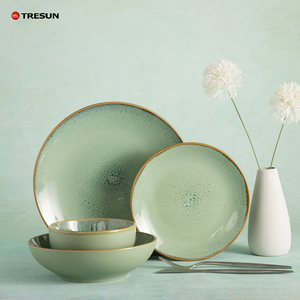 Premium Reactive Glaze Japanese <b>Stoneware</b> Dinnerware <b>Set</b> with Handmade Ceramic <b>Plates</b> and Bowls - Product Image 5