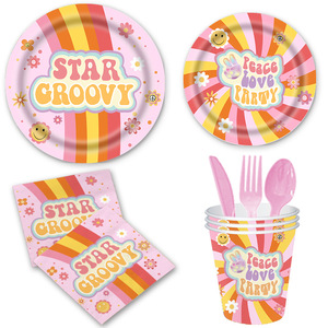 Juego de Vajilla de Papel con Temática de Niña Feliz DAMAI, Platos Rosas Desechables, Decoraciones para Fiestas de Cumpleaños Infantiles - Product Image 3