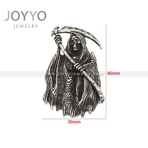 Collar <span class=keywords><strong>de</strong></span> Acero Inoxidable con Colgante <span class=keywords><strong>de</strong></span> Hoz <span class=keywords><strong>de</strong></span> <span class=keywords><strong>la</strong></span> <span class=keywords><strong>Muerte</strong></span> Estilo Punk para Hombre, Cadena <span class=keywords><strong>de</strong></span> Acero Inoxidable con Calavera para Motociclistas - Product Image 6