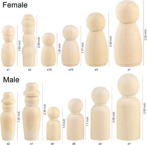 Peg en bois poupée ensemble personnes inachevées peinture <span class=keywords><strong>grande</strong></span> famille peint bricolage artisanat bébé jouets figurines mariage fête d'anniversaire décoration - Product Image 6