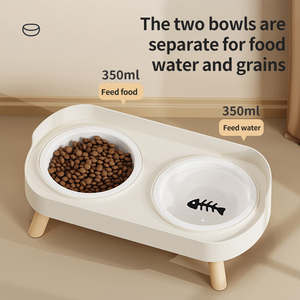 Bols d'alimentation en céramique pour animaux de compagnie Bols doubles protègent les vertèbres cervicales contre les renversements et les éclaboussures - Product Image 2
