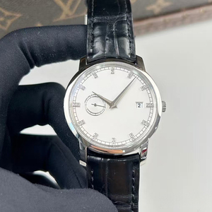Reloj de pulsera de lujo para hombre, nuevo modelo 2026, con esfera blanca, índices de diamante, caja plateada, resistente al agua, movimiento mecánico, pequeños segundos y fecha. - Product Image 1