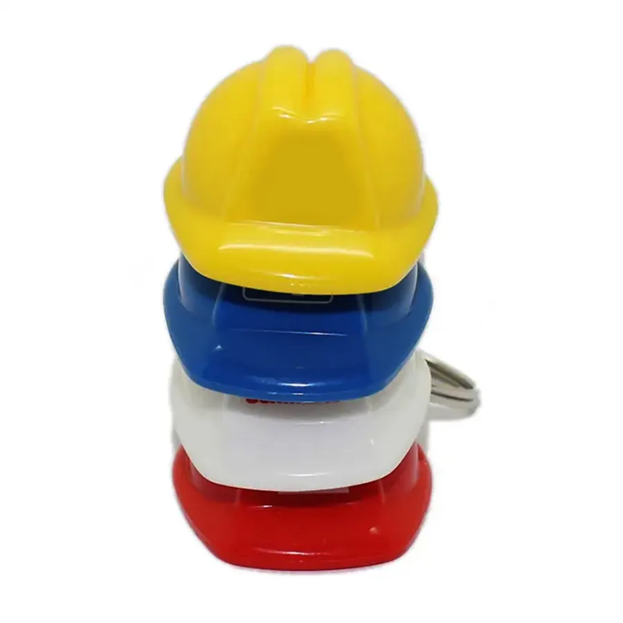 New Design Cheap 3D Custom Logo Construction Helmet Key Ring Mini Hard Key Chain Hats Plastic Keychain