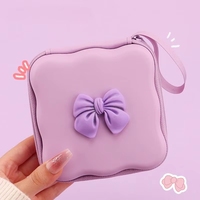 Sac de rangement pour câble de charge et de données avec nœud rose et violet tendance, pour iPhone 18w 20w 2 broches, norme américaine et européenne, sac de protection