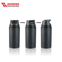 Bouteille pour produits cosmétiques, flacon à pompe sans air, noir, réutilisable, PP mat, sans air, capacité de 30, 50, 80, 100 et 150ml